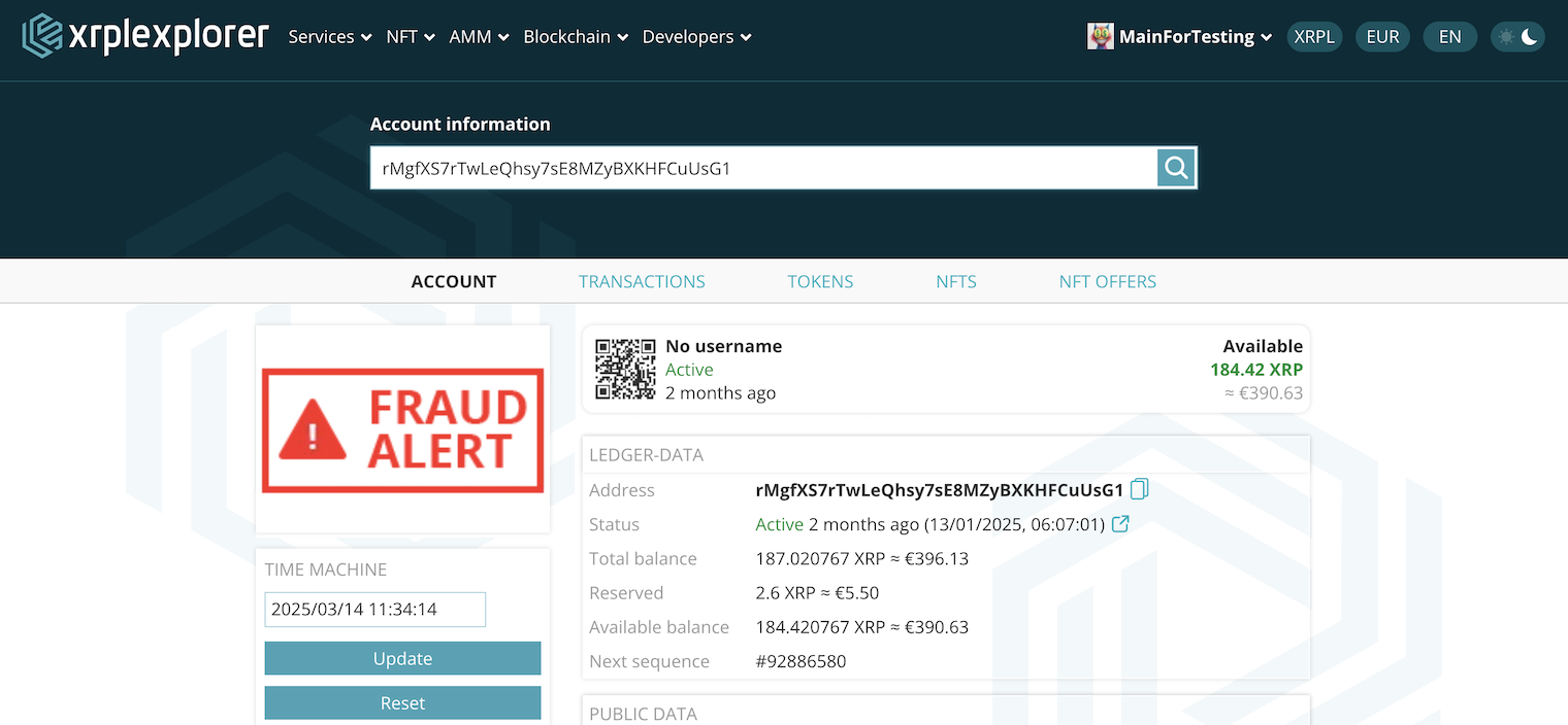 Blacklisted Account on XRPL-example